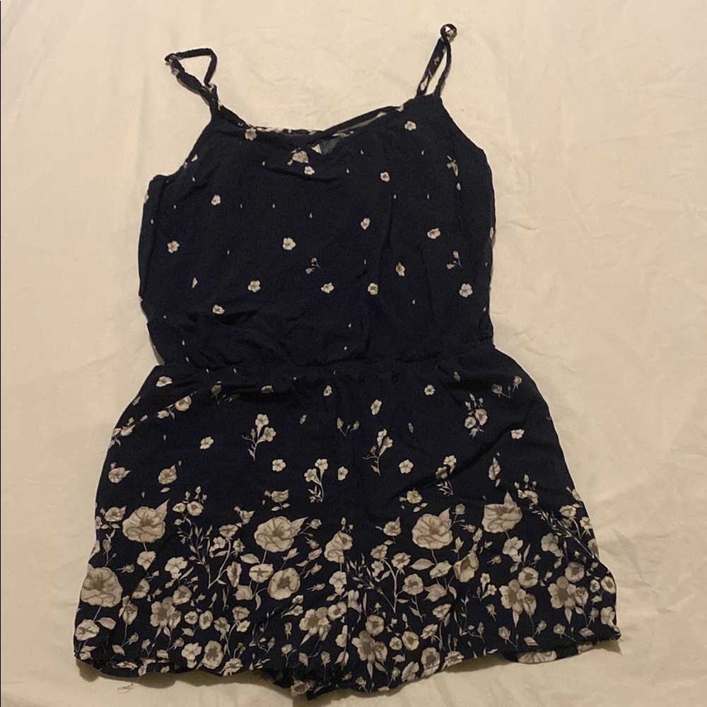 Garage Floral Navy Blue Romper